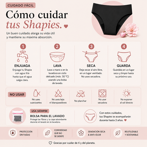  Short menstrual de talle alto - Para flujo abundante - perfecto para la noche